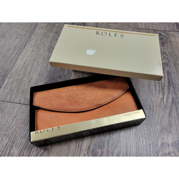 Rolfs Vintage Cowhide Leather Snap Swagger Clutch Long Wallet Brown in Box - Picture 1 of 12